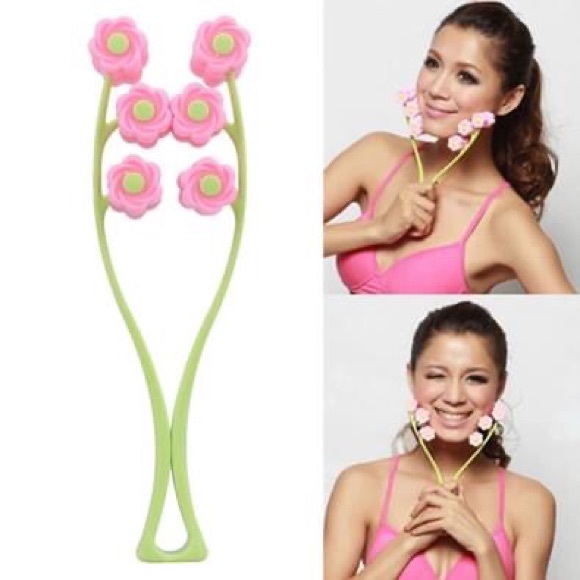 Pink Green Flower Face Roller Massager - Picture 2 of 2